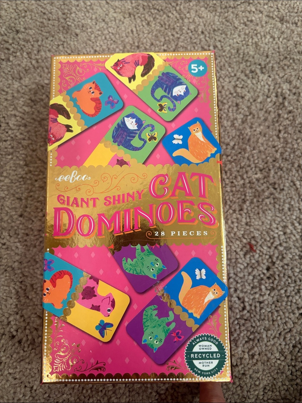 Giant Shiny Cat Dominoes - Pink & Gold